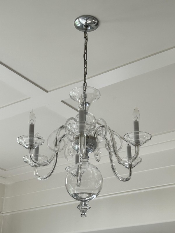 Six Light Glass Bulb Chandelier