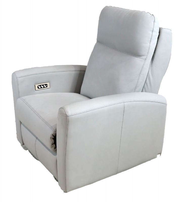 Grey Leather Power Recliner Chair For Sale in CT Middlebury Furniture