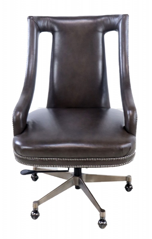 Contemporary Office Chair In Gray Leather
