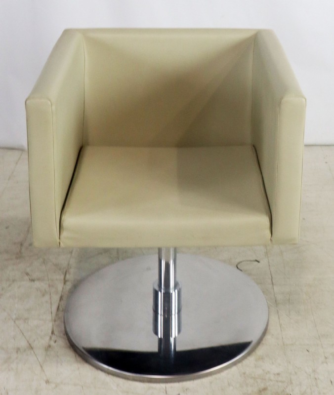 Naugahyde Swivel Chair with Chrome Base
