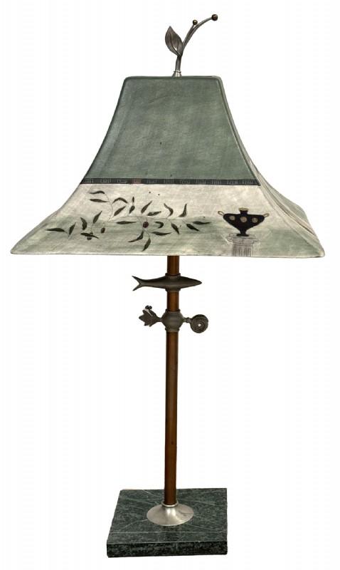 Ceramic Shade Copper Framed Table Lamp