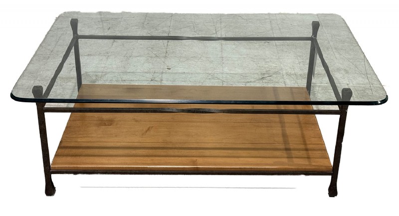Glass Top Metal & Wood Framed Cockatil Table