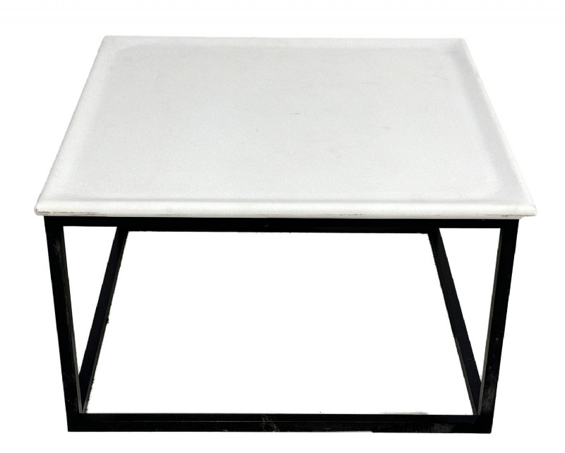 Curved White Marble Top Side Table