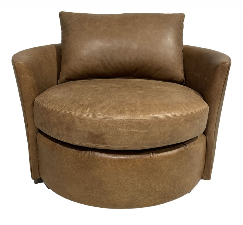 Century Quinn Tan Leather Swivel Chair