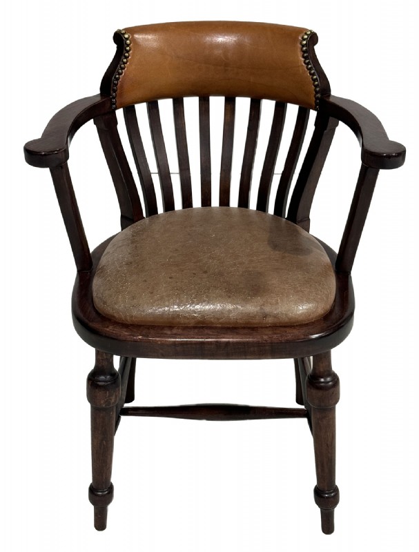 Half Round Leather Seat & Back Desk Chair