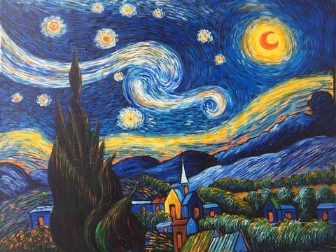 Abstract Starry Night Painting