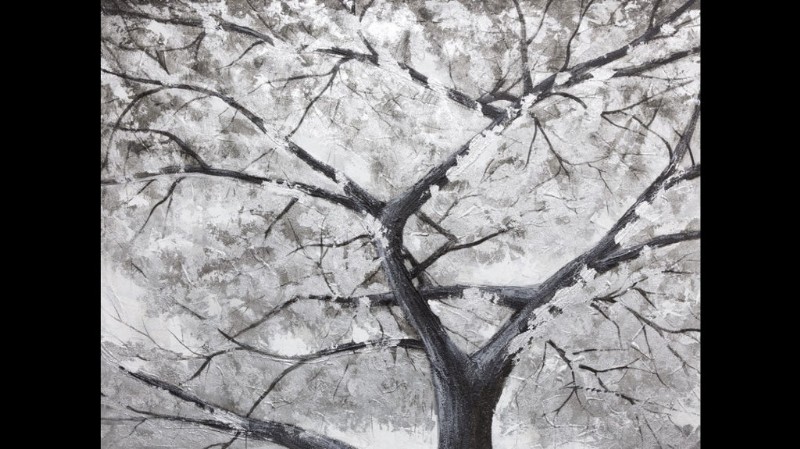 Abstract Black & White Tree Painting