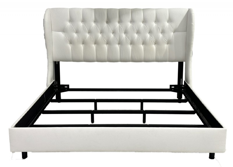 White Linen Wraparound King Bed Frame