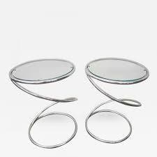 Pair of Chrome Spring Tables by Leon Rosen