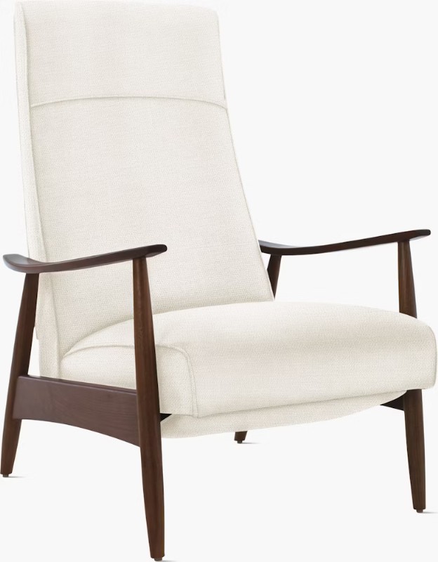 Milo Baughman Recliner 74 in White Fabric