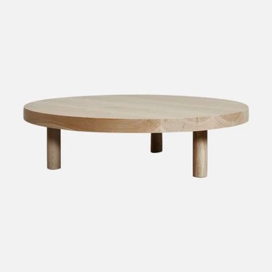 ROUND WHITE OAK COFFEE TABLE WITH CHUNKY LEGS