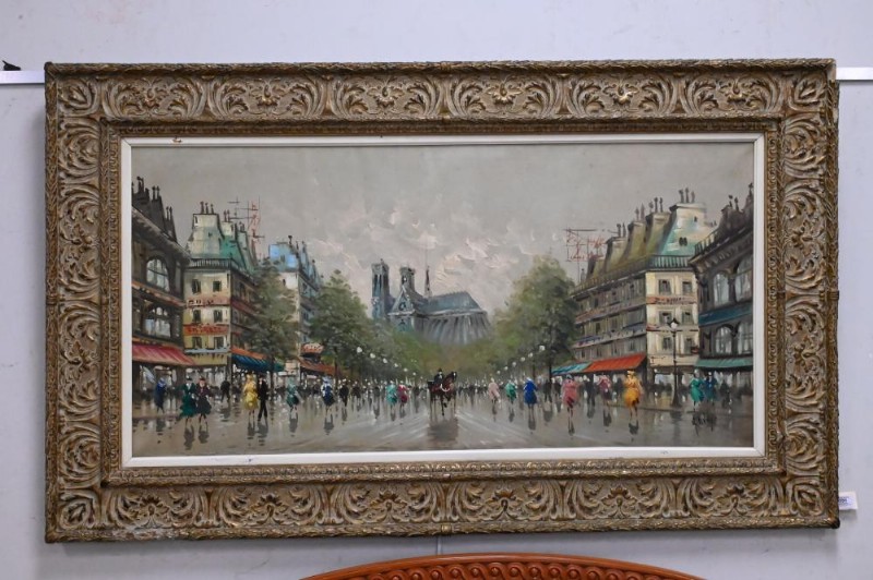 LARGE FRAMED OIL PAINTING BY ANTONIO DEVITY
