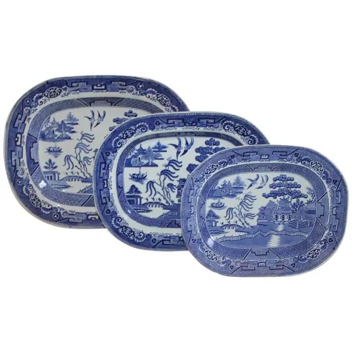 Collection of 3 English Blue Willow Platter