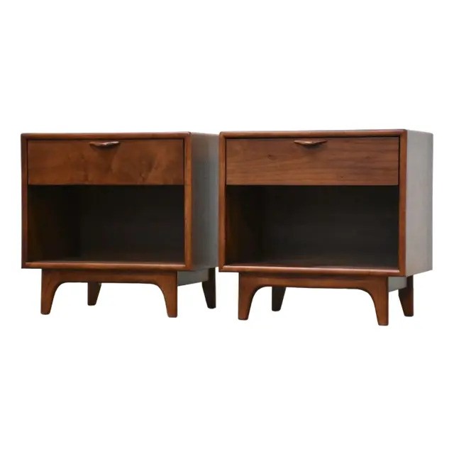 Walnut Nightstands by Lane Perception - A Pair