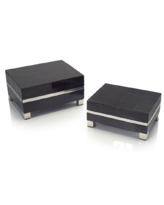 Set of 2 Black Horn Boxes