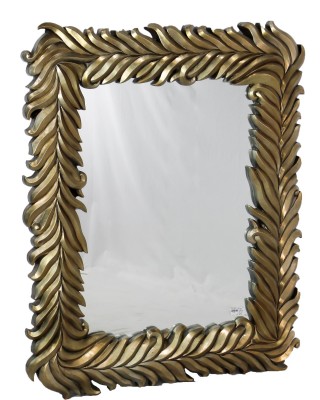 Silver Deco Style Leaf Mirror