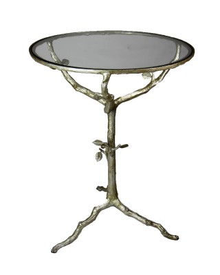 Round Leaf Base Glass Top Table