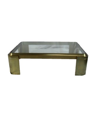 Heavy Brass Base Glass Coffee Table