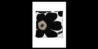 Unikko upholstery pillow cover white black khaki