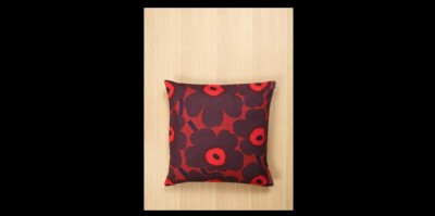 Pieni Unikko linen pillow cover-red & plum