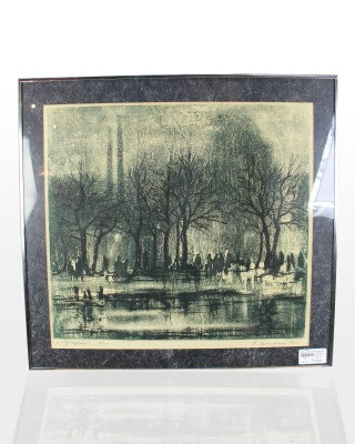 Black and White Park Scene Print