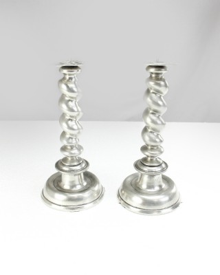 Pair of Pewter Candle Sticks