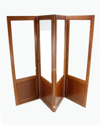 Custom Walnut Beveled Glass Room Divider