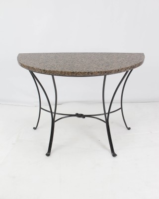 Granite Topped Demilune Console Table