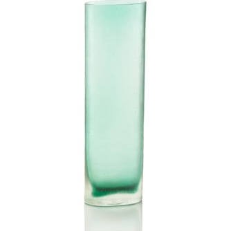 Aquamarine Cross Cut Oval Glass Vase