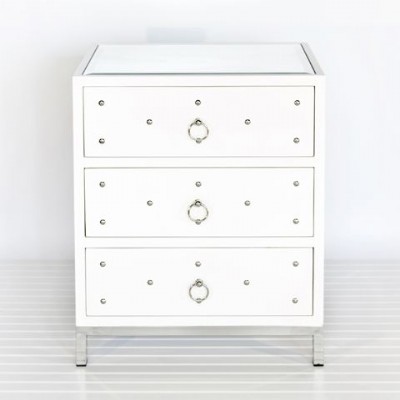 White lacquer 3 draw nightstand