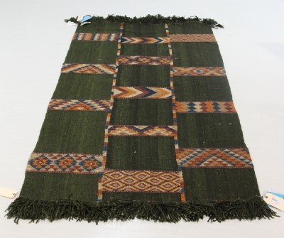 Green Colorfully Striped Dhurrie Rug