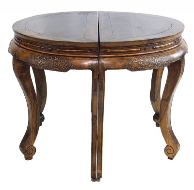 Antique Reverse Carved Two Piece Entrance Table