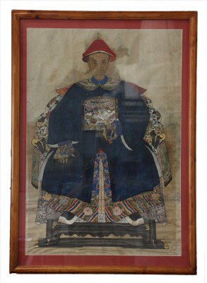 Framed Chinese Qing Dynasty Ancestral Patriarch Po