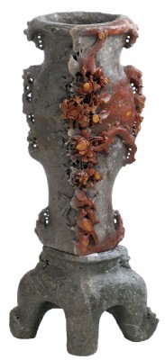 Antique Soapstone Carved Vase