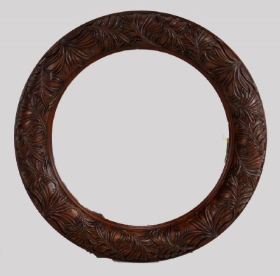 Leaf Carved Round Wall Mirror
