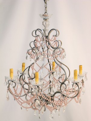 Pink & Silver 6 Light Chandelier