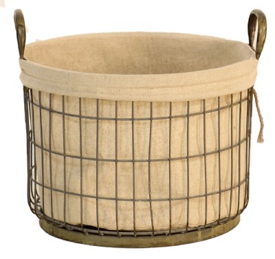 Metal Mesh and Canvas Basket- Medium