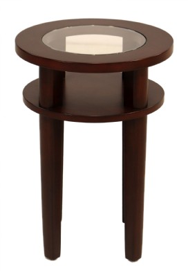 Round Wooden Table With Glass Insert