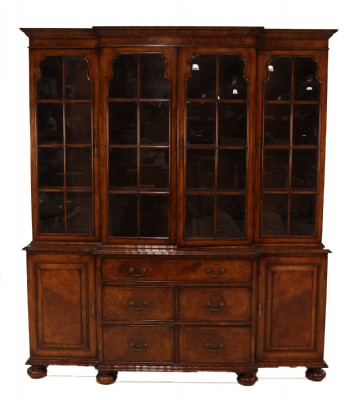 Antique Burled Mahogany Wooden Hutch