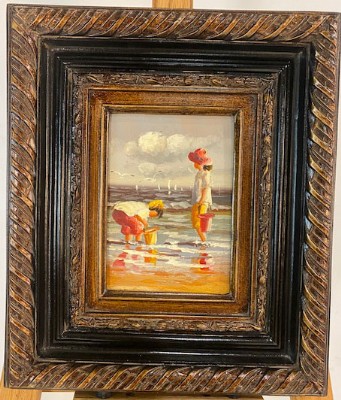 Impressionist Oil of Beach Scene with Children