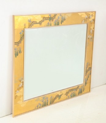 Labarge Chinoiserie Hand-Painted Églomisé Mirror