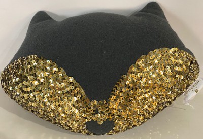 A Black & Gold Sparkle Cat Pillow