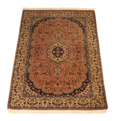 Green Fuscia & Tan Wool Persian Style Rug