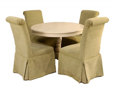 Distressed White Round pedestal table
