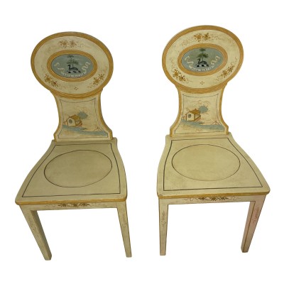 Set of Two Banjo Top Painted Chairs