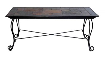 Multicolored Stone Top Metal Framed Cocktail Table