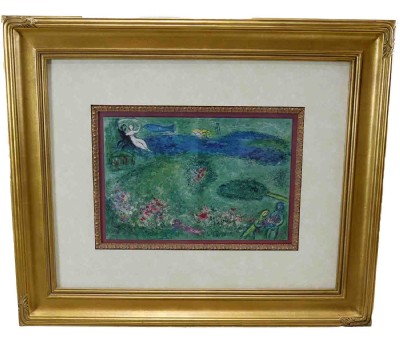 Gold Framed Chagall Print- "Orchard"