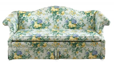 Floral Print Rolled Arm Skirted Sofa