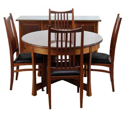 Mission Style Dining Table,Chairs & Server