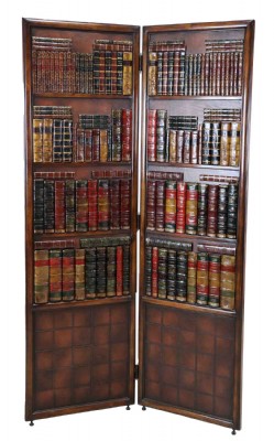 Two Panel Wooden Library Book Room Screen